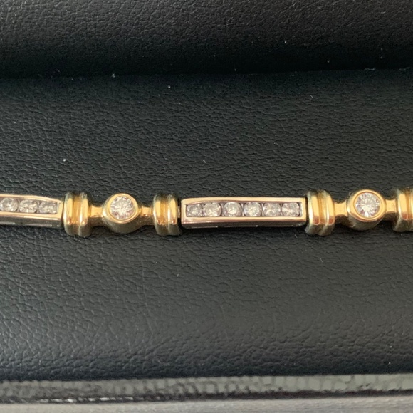 CUSTOM - 2 CT- 14K (solid) Yellow & White Gold Genuine Diamond Tennis Bracelet - Picture 4 of 14